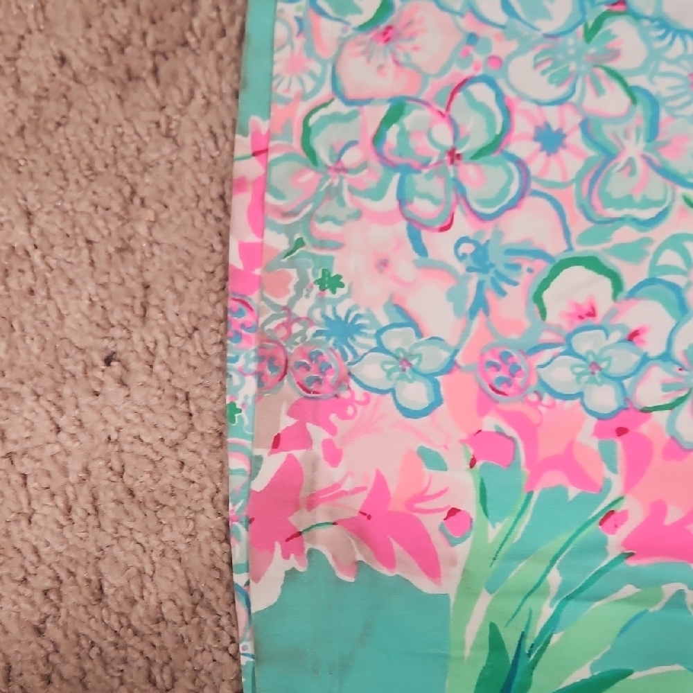 Lilly Pulitzer Cristal Maxi Dress Small S Aqua Floral Flutter Sleeve Square Neck - Picture 11 of 12